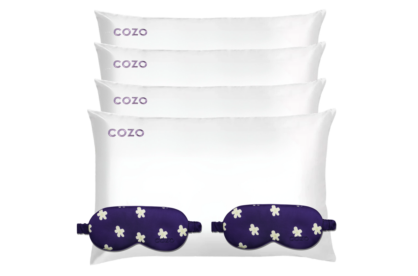 COZO Bundle 3 - Four Eucalyptus Silk Pillowcases + Two Sleep Masks
